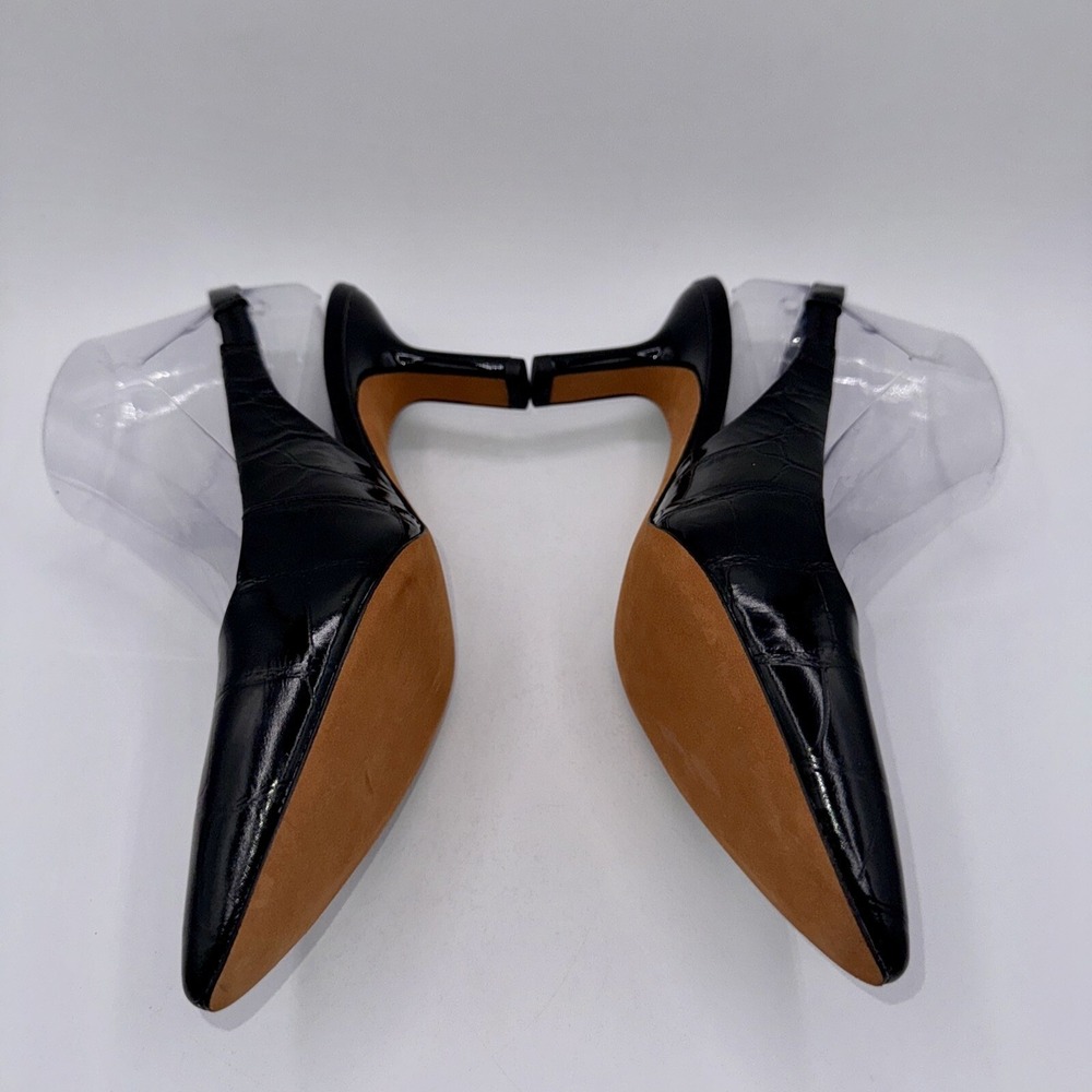 Vince. Patrice Pumps Women's Size 7.5 Crocodile Embossed Black Leather - Picture 11 of 13